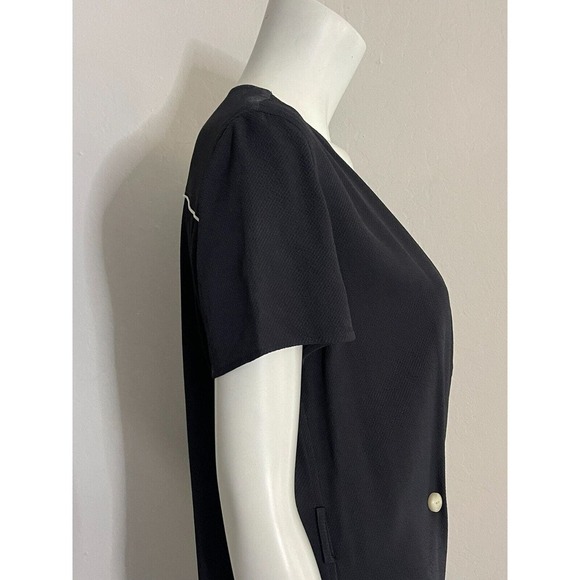 Rag & Bone S Dress Black Short V Neck Single Double Breasted Cap Sleeve - Picture 3 of 6